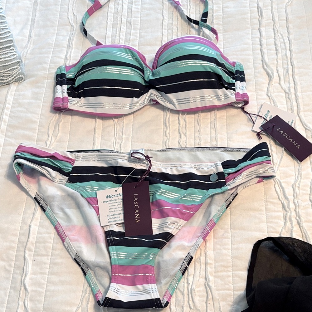 Multicolor Striped Bikini Set